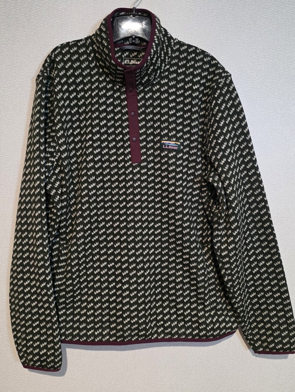 L.L. Bean Mens Sweatee Fleece Pullover Large Regular Winter Warn Fall